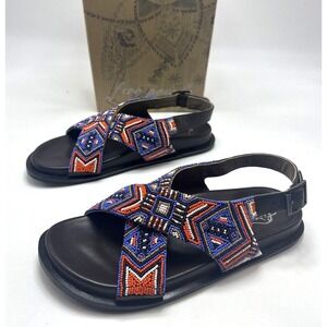 Free People Mali Beaded Sandals‎ Size 7.5 EU 38 Multi Color
